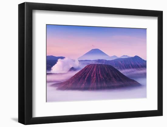 Bromo, Batok and Semeru Volcanoes at Sunrise, Java Island, Indonesia-saiko3p-Framed Photographic Print