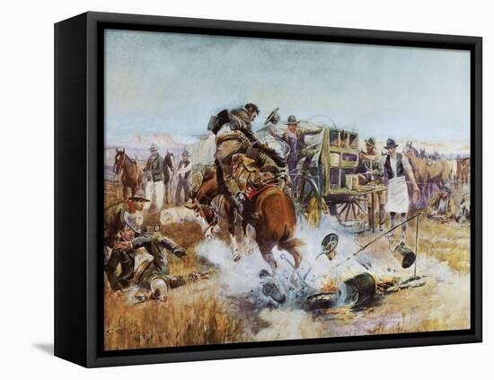 Bronc to Breakfast-Charles Marion Russell-Framed Stretched Canvas