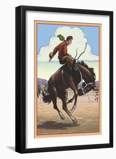 Bronco Bucking-Lantern Press-Framed Art Print