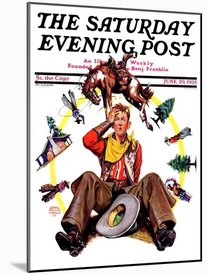 "Bronco Buster on Butt," Saturday Evening Post Cover, June 29, 1935-Edgar Franklin Wittmack-Mounted Giclee Print
