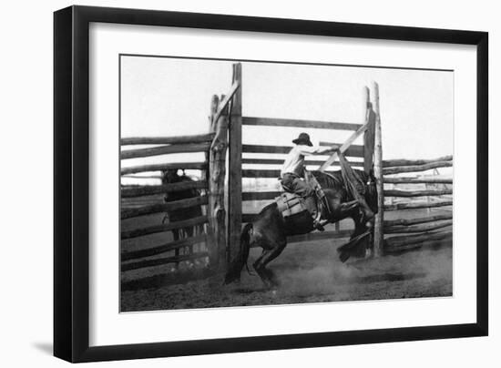 Bronco Busting-L.a. Huffman-Framed Art Print