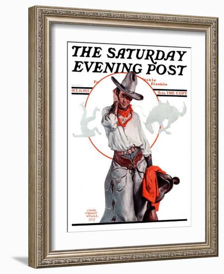 "Bronco Toss," Saturday Evening Post Cover, October 10, 1925-Edgar Franklin Wittmack-Framed Giclee Print