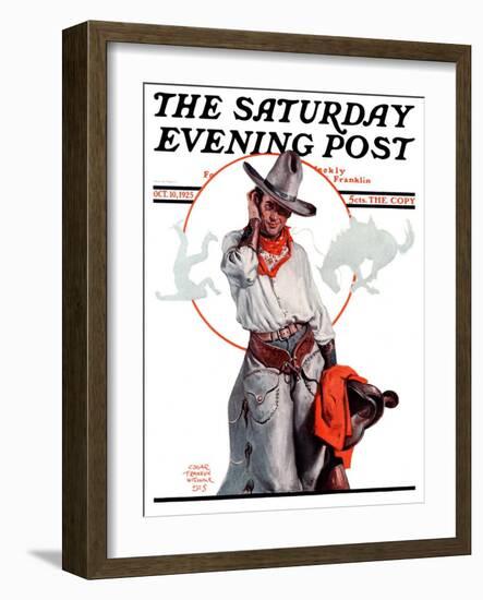 "Bronco Toss," Saturday Evening Post Cover, October 10, 1925-Edgar Franklin Wittmack-Framed Giclee Print