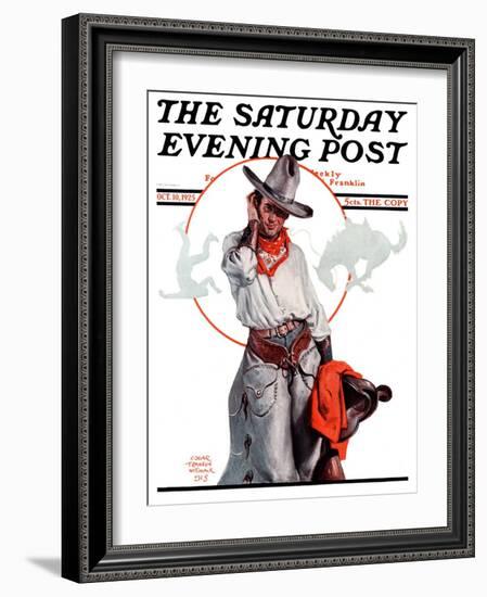 "Bronco Toss," Saturday Evening Post Cover, October 10, 1925-Edgar Franklin Wittmack-Framed Giclee Print