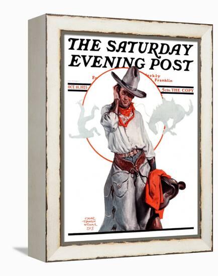 "Bronco Toss," Saturday Evening Post Cover, October 10, 1925-Edgar Franklin Wittmack-Framed Premier Image Canvas