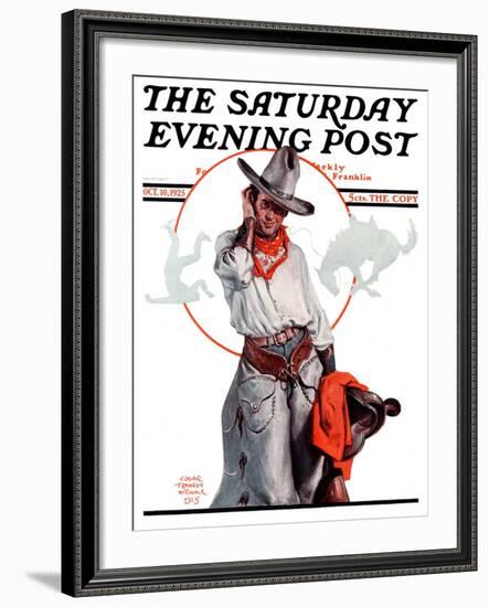 "Bronco Toss," Saturday Evening Post Cover, October 10, 1925-Edgar Franklin Wittmack-Framed Giclee Print