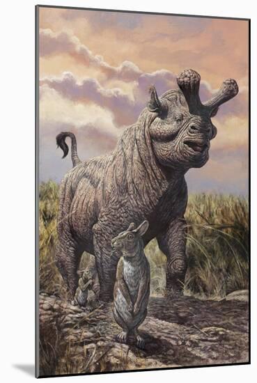 Brontops and Palaeolagus Rabbit of the Early Miocene Epoch-null-Mounted Art Print