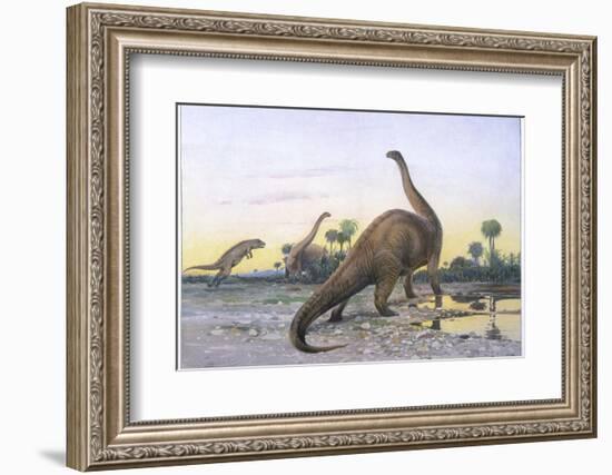 Brontosaurus Attacked by Allosaurus-Wilhelm Kuhnert-Framed Photographic Print