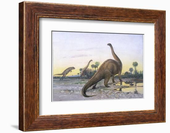 Brontosaurus Attacked by Allosaurus-Wilhelm Kuhnert-Framed Photographic Print