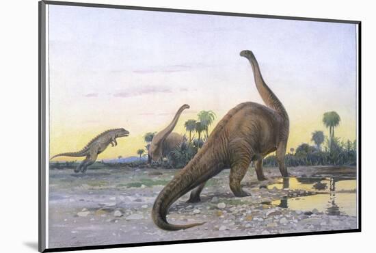 Brontosaurus Attacked by Allosaurus-Wilhelm Kuhnert-Mounted Photographic Print