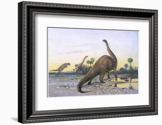 Brontosaurus Attacked by Allosaurus-Wilhelm Kuhnert-Framed Photographic Print