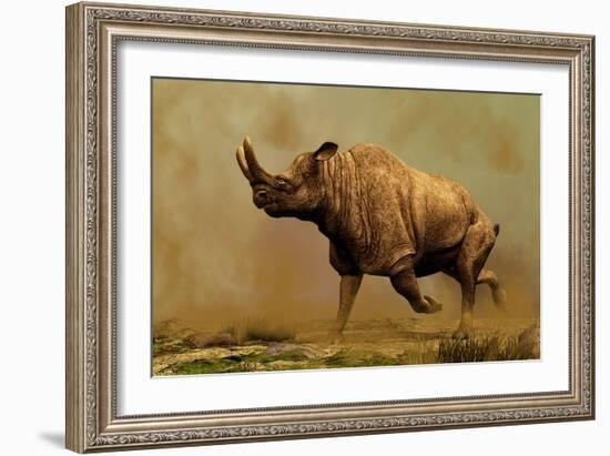 Brontotherium, a Family of Extinct Mammals-null-Framed Art Print