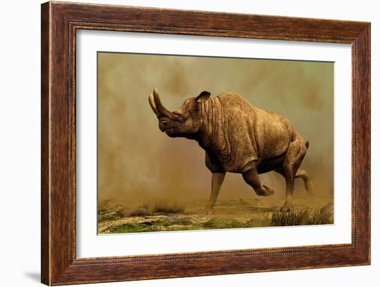 Brontotherium, a Family of Extinct Mammals-null-Framed Art Print