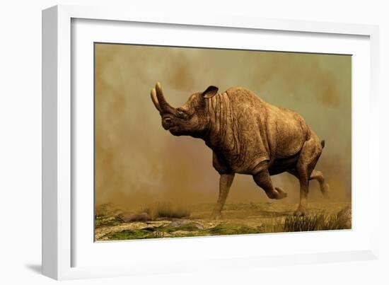 Brontotherium, a Family of Extinct Mammals-null-Framed Art Print