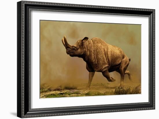 Brontotherium, a Family of Extinct Mammals-null-Framed Art Print