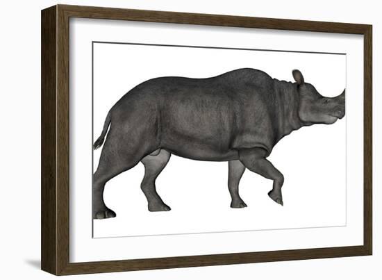 Brontotherium Isolated on White Background-Stocktrek Images-Framed Art Print