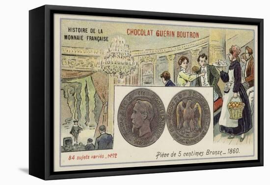 Bronze 5 Centimes Piece, 1860-null-Framed Premier Image Canvas