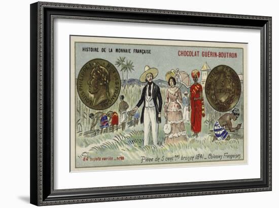 Bronze 5 Centimes Piece of the French Colonies, 1841-null-Framed Giclee Print