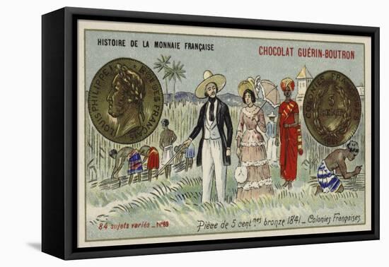 Bronze 5 Centimes Piece of the French Colonies, 1841-null-Framed Premier Image Canvas