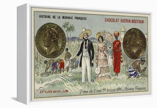 Bronze 5 Centimes Piece of the French Colonies, 1841-null-Framed Premier Image Canvas