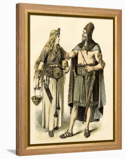 Bronze Age Costume: Barbaric Couple of Europe. 19Th Century Coloring Engraving.-null-Framed Premier Image Canvas