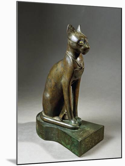 Bronze and Gold Statuette of Goddess Bastet as a Cat, also known as the Psamtik Cat-null-Mounted Giclee Print