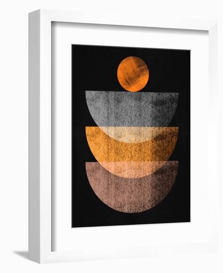 Bronze and Gray on Black Half Moons-Eline Isaksen-Framed Art Print