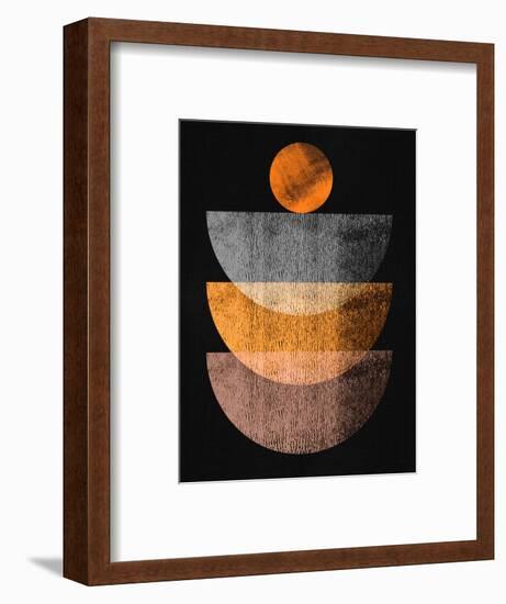 Bronze and Gray on Black Half Moons-Eline Isaksen-Framed Art Print