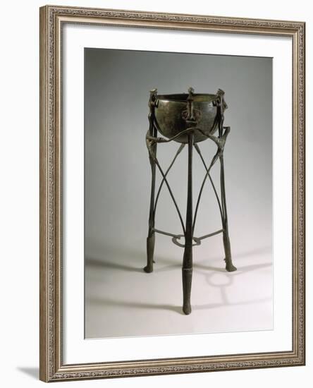 Bronze and Iron Tripod Cauldron Decorated with Animal and Human Figures-null-Framed Giclee Print