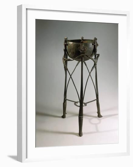 Bronze and Iron Tripod Cauldron Decorated with Animal and Human Figures-null-Framed Giclee Print