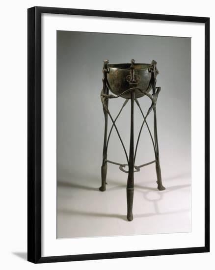 Bronze and Iron Tripod Cauldron Decorated with Animal and Human Figures-null-Framed Giclee Print