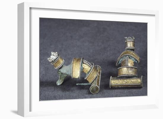 Bronze Buckles with Gold and Silver Decorations, from a Tumulus at Gronowo, Poland-null-Framed Giclee Print