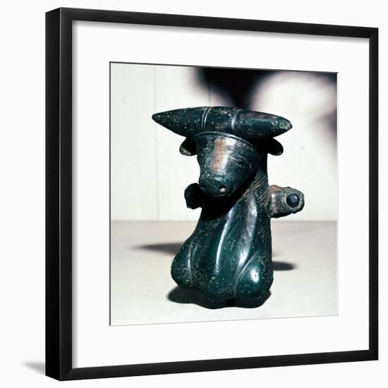 Bronze bull's head from a cauldron, Rynkeby Bog, Denmark, c4th century BC. Artist: Unknown-Unknown-Framed Giclee Print