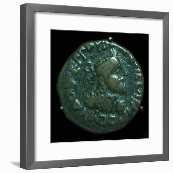 Bronze coin of the Parthian King Gondophares. Artist: Unknown-Unknown-Framed Giclee Print