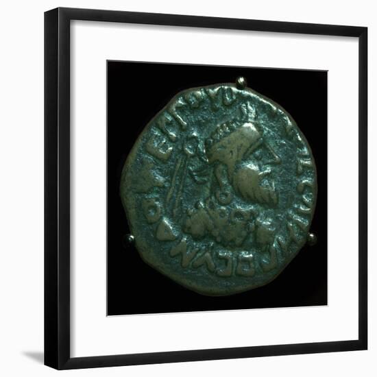 Bronze coin of the Parthian King Gondophares. Artist: Unknown-Unknown-Framed Giclee Print