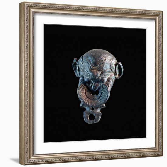 Bronze Comic Mask Lamp, Uncovered in Banasa, Morocco-null-Framed Giclee Print