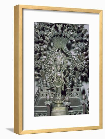 Bronze figure of Vishnu, protected by a many-headed serpent. Artist: Unknown-Unknown-Framed Giclee Print