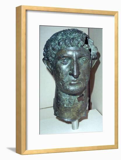 Bronze head from a statue of the Roman Emperor Hadrian, Roman Britain, 2nd century. Artist: Unknown-Unknown-Framed Giclee Print