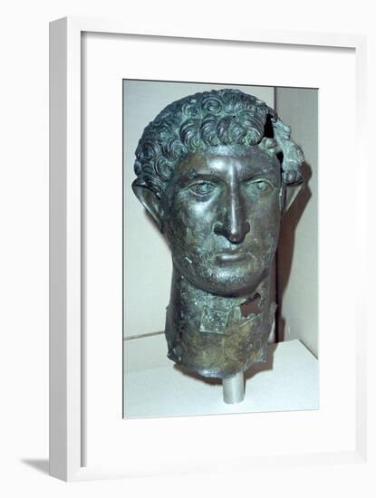 Bronze head from a statue of the Roman Emperor Hadrian, Roman Britain, 2nd century. Artist: Unknown-Unknown-Framed Giclee Print