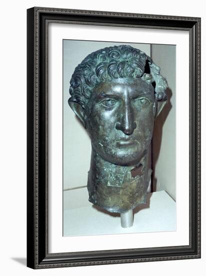 Bronze head from a statue of the Roman Emperor Hadrian, Roman Britain, 2nd century. Artist: Unknown-Unknown-Framed Giclee Print