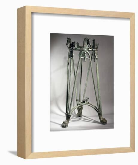 Bronze incense burner stand depicting horse heads and sphinxes, Etruscan, Italy, 8th century BC-Werner Forman-Framed Photographic Print