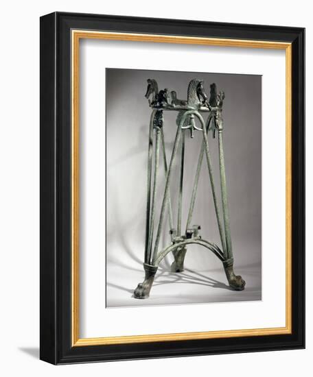 Bronze incense burner stand depicting horse heads and sphinxes, Etruscan, Italy, 8th century BC-Werner Forman-Framed Photographic Print