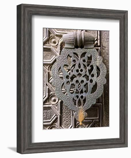 Bronze Knocker on Wooden Engraved Doors, Reales Alcazares, Seville, Andalucia, Spain, Europe-Guy Thouvenin-Framed Photographic Print