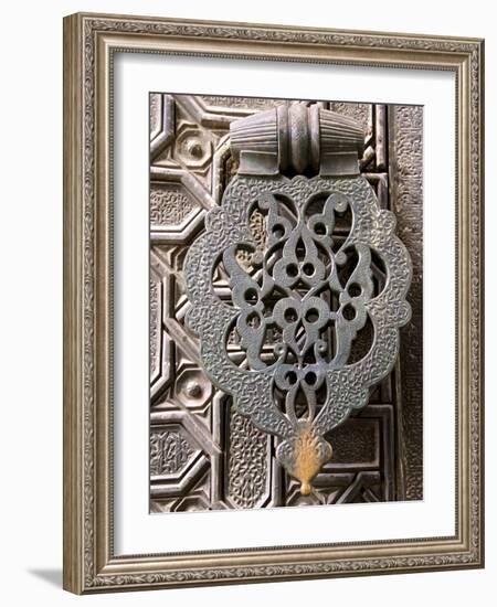 Bronze Knocker on Wooden Engraved Doors, Reales Alcazares, Seville, Andalucia, Spain, Europe-Guy Thouvenin-Framed Photographic Print