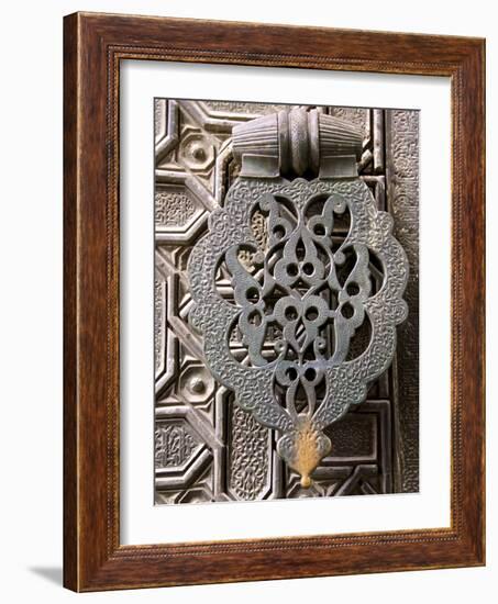 Bronze Knocker on Wooden Engraved Doors, Reales Alcazares, Seville, Andalucia, Spain, Europe-Guy Thouvenin-Framed Photographic Print