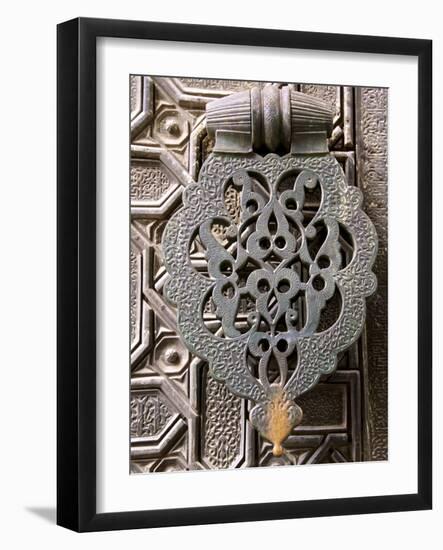 Bronze Knocker on Wooden Engraved Doors, Reales Alcazares, Seville, Andalucia, Spain, Europe-Guy Thouvenin-Framed Photographic Print