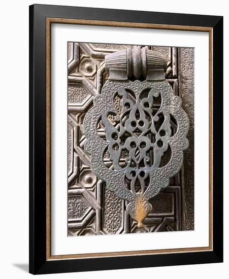Bronze Knocker on Wooden Engraved Doors, Reales Alcazares, Seville, Andalucia, Spain, Europe-Guy Thouvenin-Framed Photographic Print