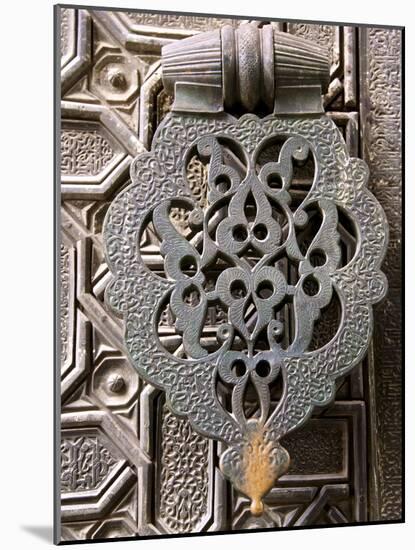 Bronze Knocker on Wooden Engraved Doors, Reales Alcazares, Seville, Andalucia, Spain, Europe-Guy Thouvenin-Mounted Photographic Print