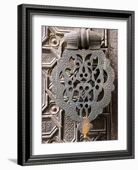 Bronze Knocker on Wooden Engraved Doors, Reales Alcazares, Seville, Andalucia, Spain, Europe-Guy Thouvenin-Framed Photographic Print