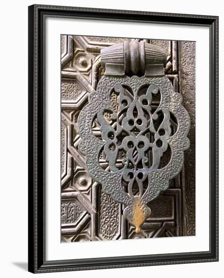 Bronze Knocker on Wooden Engraved Doors, Reales Alcazares, Seville, Andalucia, Spain, Europe-Guy Thouvenin-Framed Photographic Print